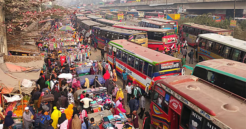 নির্বাচন ঘিরে বাড়িমুখী মানুষের ঢল, দুই মহাসড়কে তীব্র যানজট