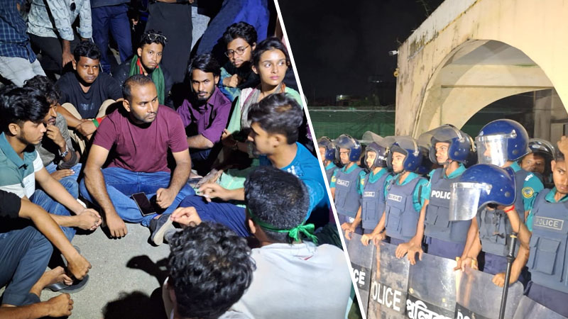 স্বাস্থ্য সংস্কার আন্দোলনের নেতার মুক্তির দাবিতে থানায় অবস্থান শিক্ষার্থীদের