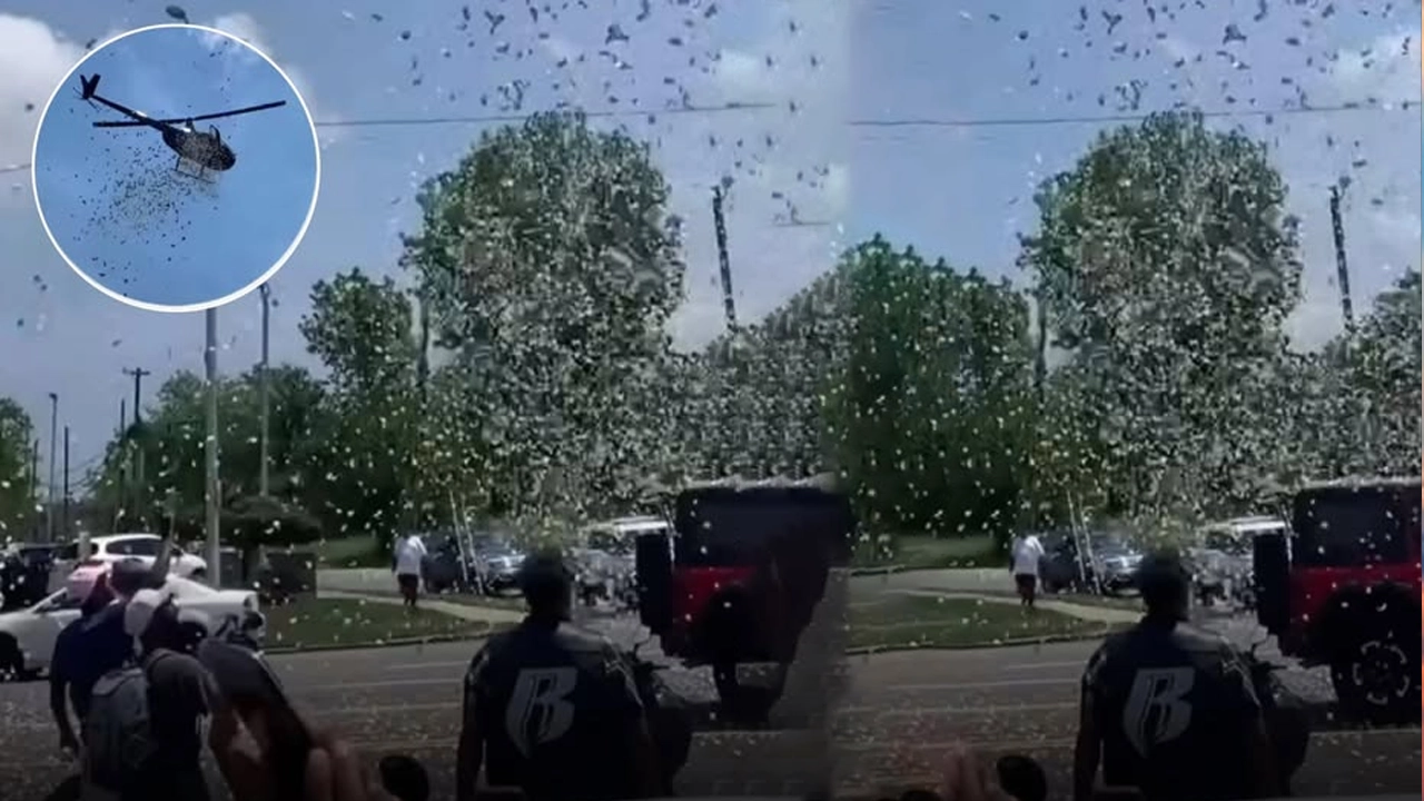 হেলিকপ্টার দিয়ে টাকা ছড়িয়ে শেষ ইচ্ছা পূরণ